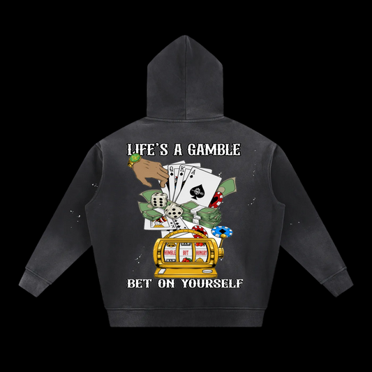 Risk Takers Washed Frayed Fleece Hoodie