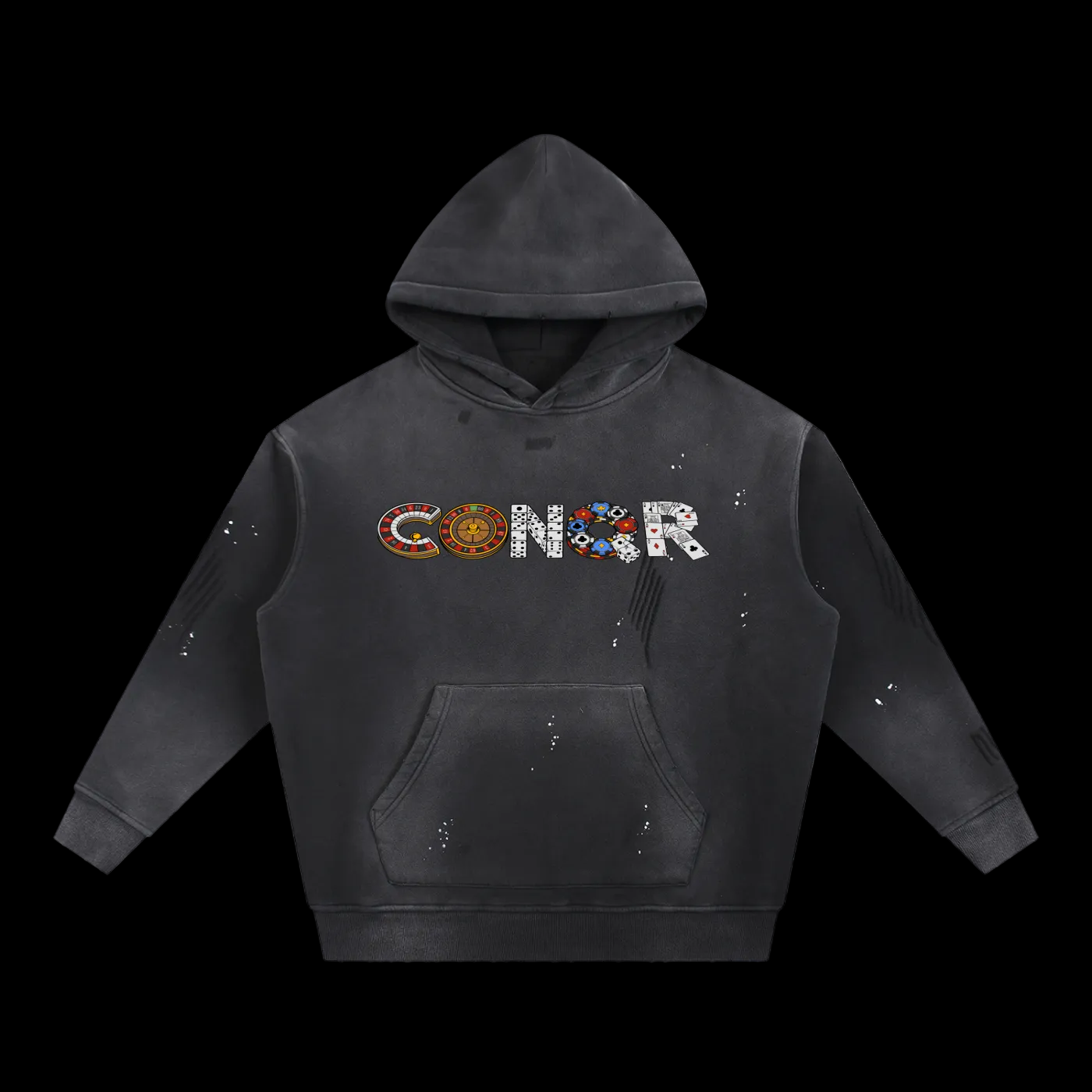 Risk Takers Washed Frayed Fleece Hoodie
