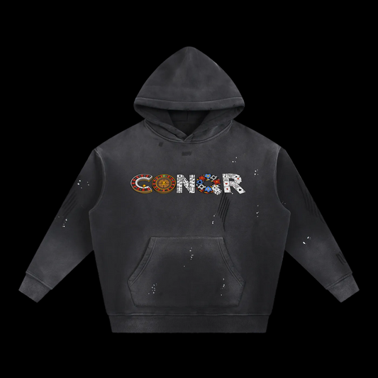 Risk Takers Washed Frayed Fleece Hoodie
