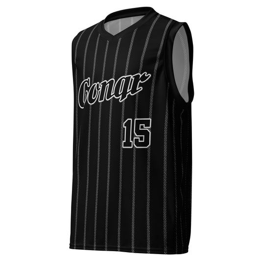 CONQR "BLACK PINSTRIPE" unisex basketball jersey