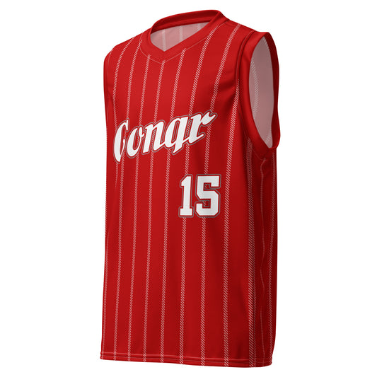 CONQR " RED PINSTRIPE" unisex basketball jersey